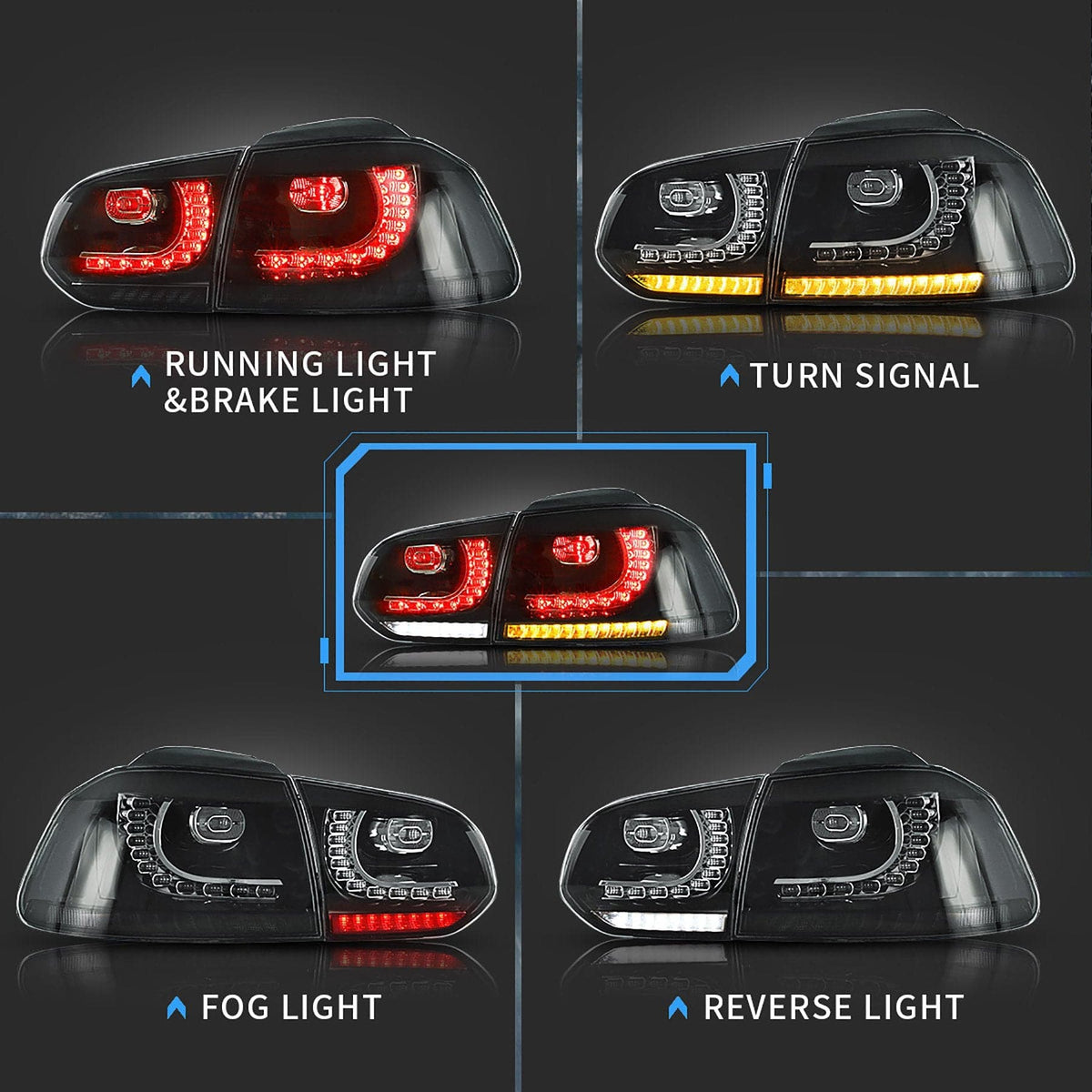 2008-2013 VW Golf MK6R Style Sequential LED Tail Lights – image 8