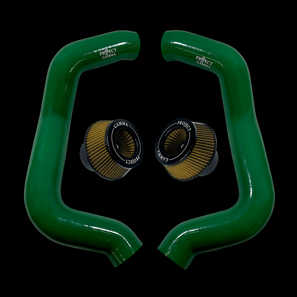 Project Gamma BMW M5 G90 / G99 and 7 Series G70 / G73 Silicone Intakes and Filters – British Racing Green/Yellow Combo