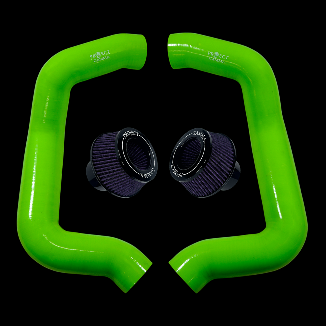 Project Gamma BMW M5 G90 / G99 and 7 Series G70 / G73 Silicone Intakes and Filters – Light Green/Purple Combo