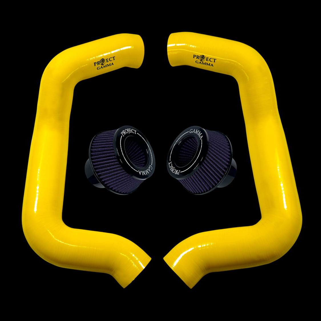 Project Gamma BMW M5 G90 / G99 and 7 Series G70 / G73 Silicone Intakes and Filters – Lime Yellow/Purple Combo