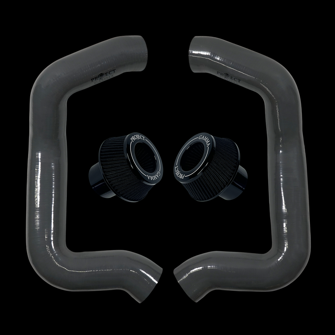 Project Gamma BMW M5 G90 / G99 and 7 Series G70 / G73 Silicone Intakes and Filters – Nardo Grey/Black Combo