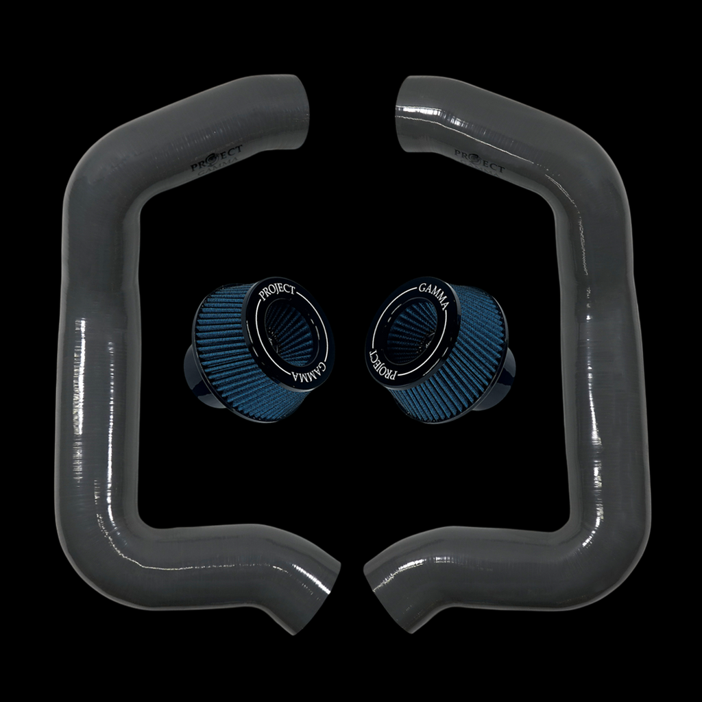 Project Gamma BMW M5 G90 / G99 and 7 Series G70 / G73 Silicone Intakes and Filters – Nardo Grey/Blue Combo