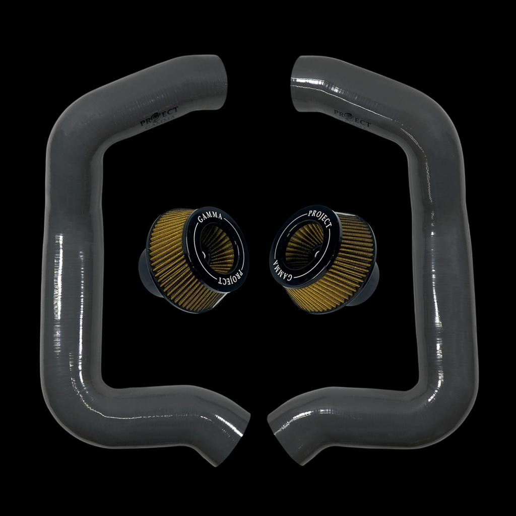 Project Gamma BMW M5 G90 / G99 and 7 Series G70 / G73 Silicone Intakes and Filters – Nardo Grey/Yellow Combo