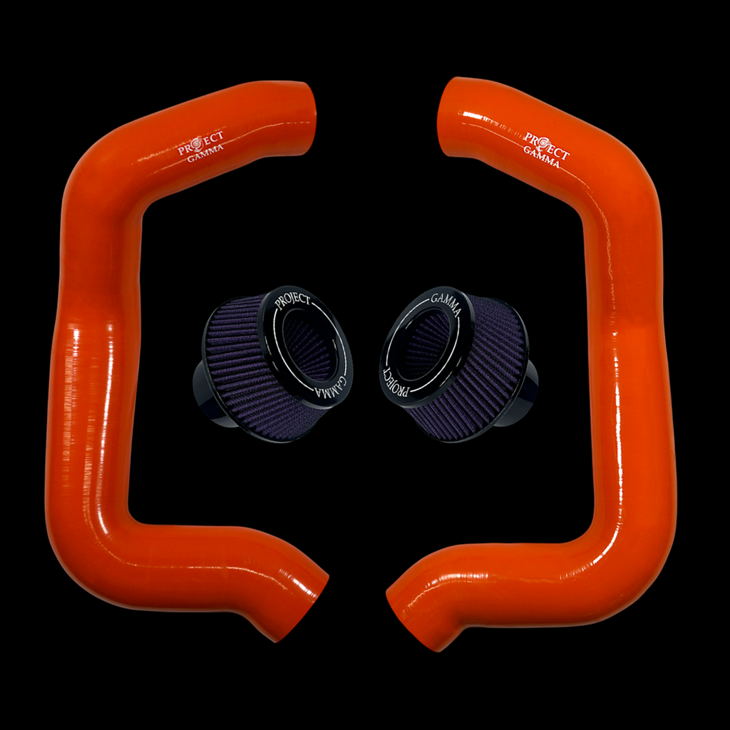 Project Gamma BMW M5 G90 / G99 and 7 Series G70 / G73 Silicone Intakes and Filters – Orange/Purple Combo