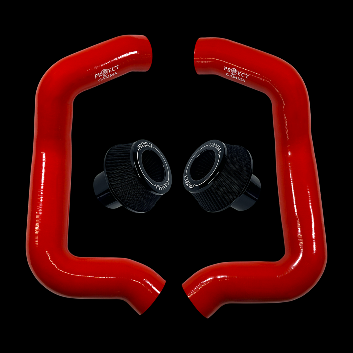 Project Gamma BMW M5 G90 / G99 and 7 Series G70 / G73 Silicone Intakes and Filters – Red/Black Accent Combo