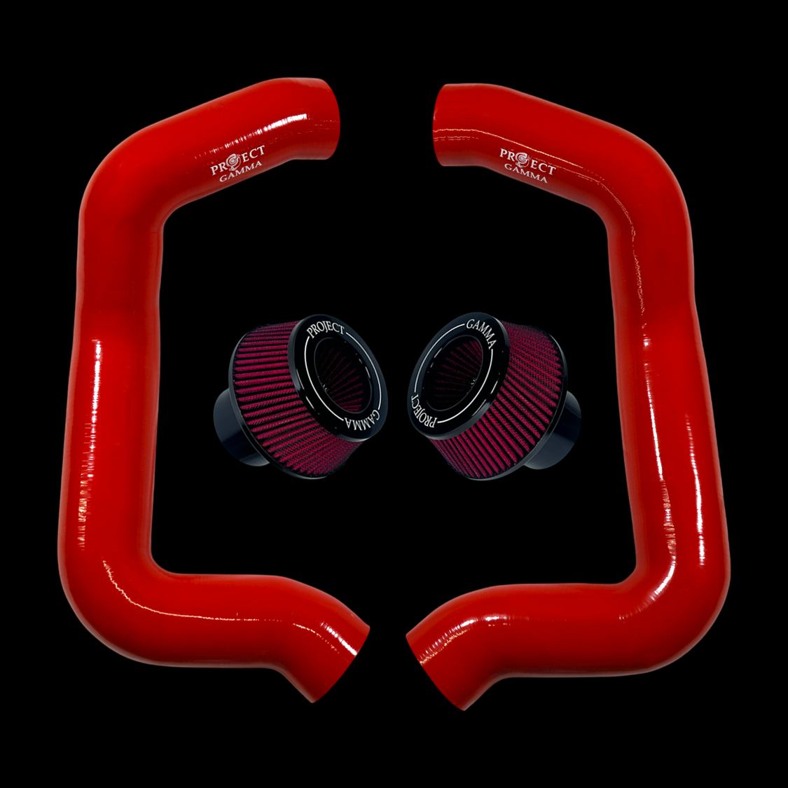 Project Gamma BMW M5 G90 / G99 and 7 Series G70 / G73 Silicone Intakes and Filters – Red/Red Accent Combo