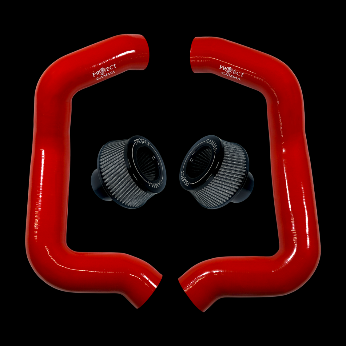 Project Gamma BMW M5 G90 / G99 and 7 Series G70 / G73 Silicone Intakes and Filters – Red/Silver Combo
