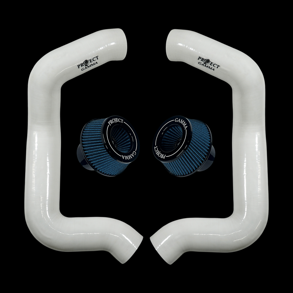 Project Gamma BMW M5 G90 / G99 and 7 Series G70 / G73 Silicone Intakes and Filters – White/Blue Combo