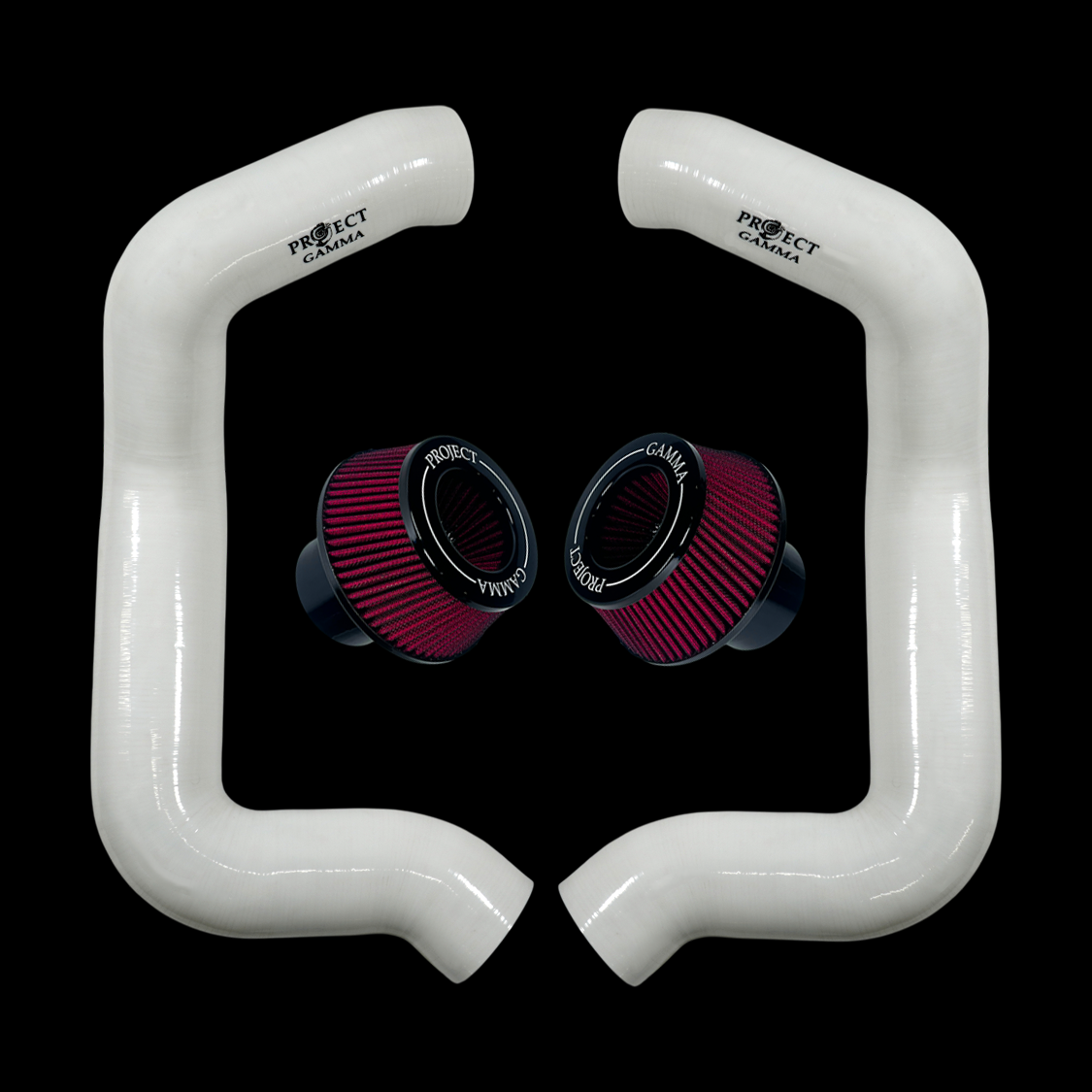 Project Gamma BMW M5 G90 / G99 and 7 Series G70 / G73 Silicone Intakes and Filters – White/Red Accent Combo