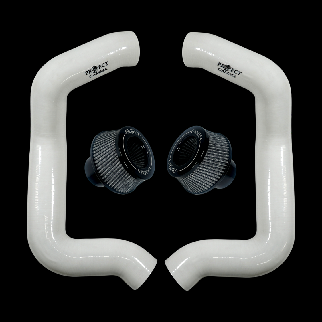 Project Gamma BMW M5 G90 / G99 and 7 Series G70 / G73 Silicone Intakes and Filters – White/Silver Accent Combo