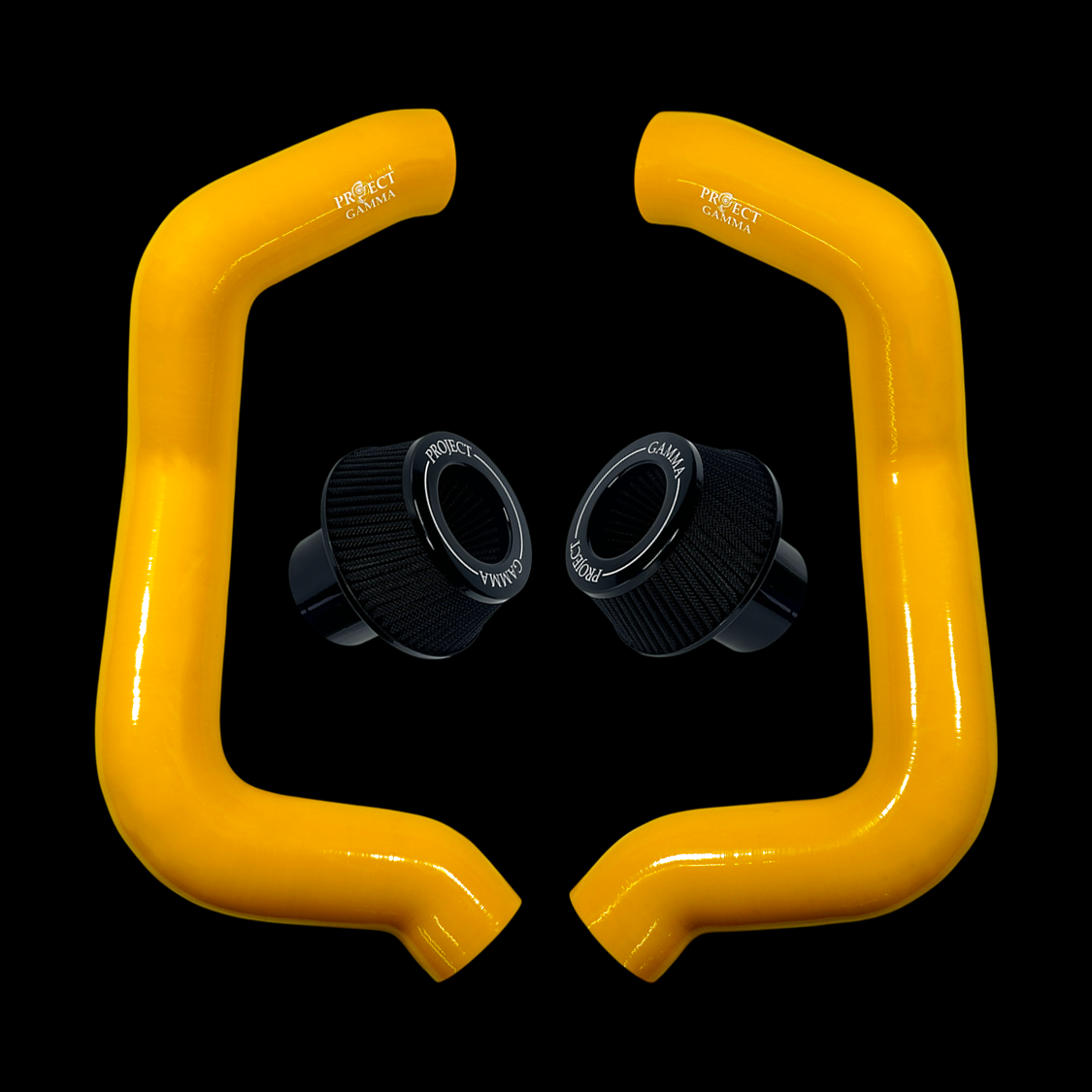 Project Gamma BMW M5 G90 / G99 and 7 Series G70 / G73 Silicone Intakes and Filters – Yellow/Black Accent Combo