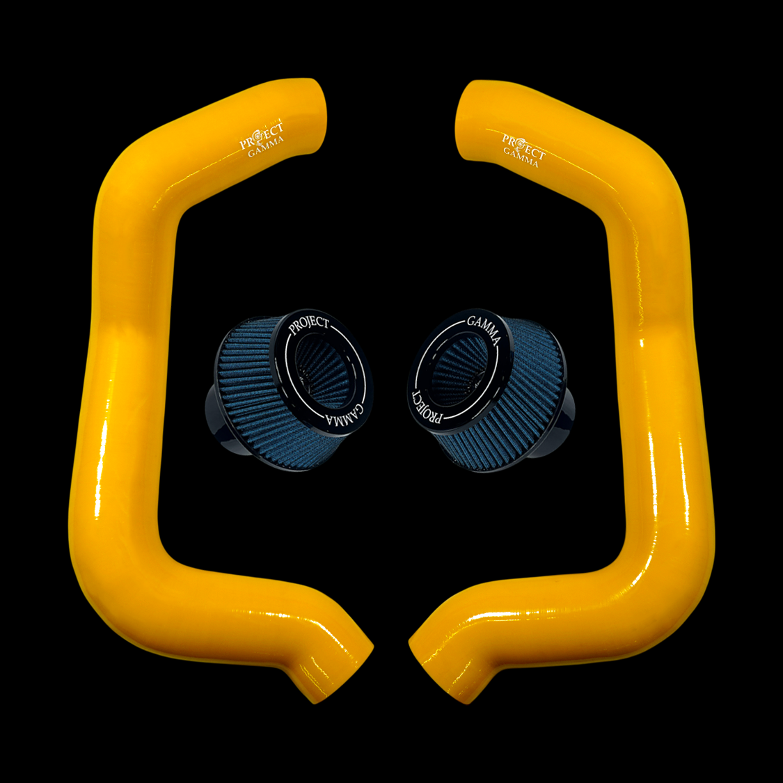 Project Gamma BMW M5 G90 / G99 and 7 Series G70 / G73 Silicone Intakes and Filters – Yellow/Blue Combo
