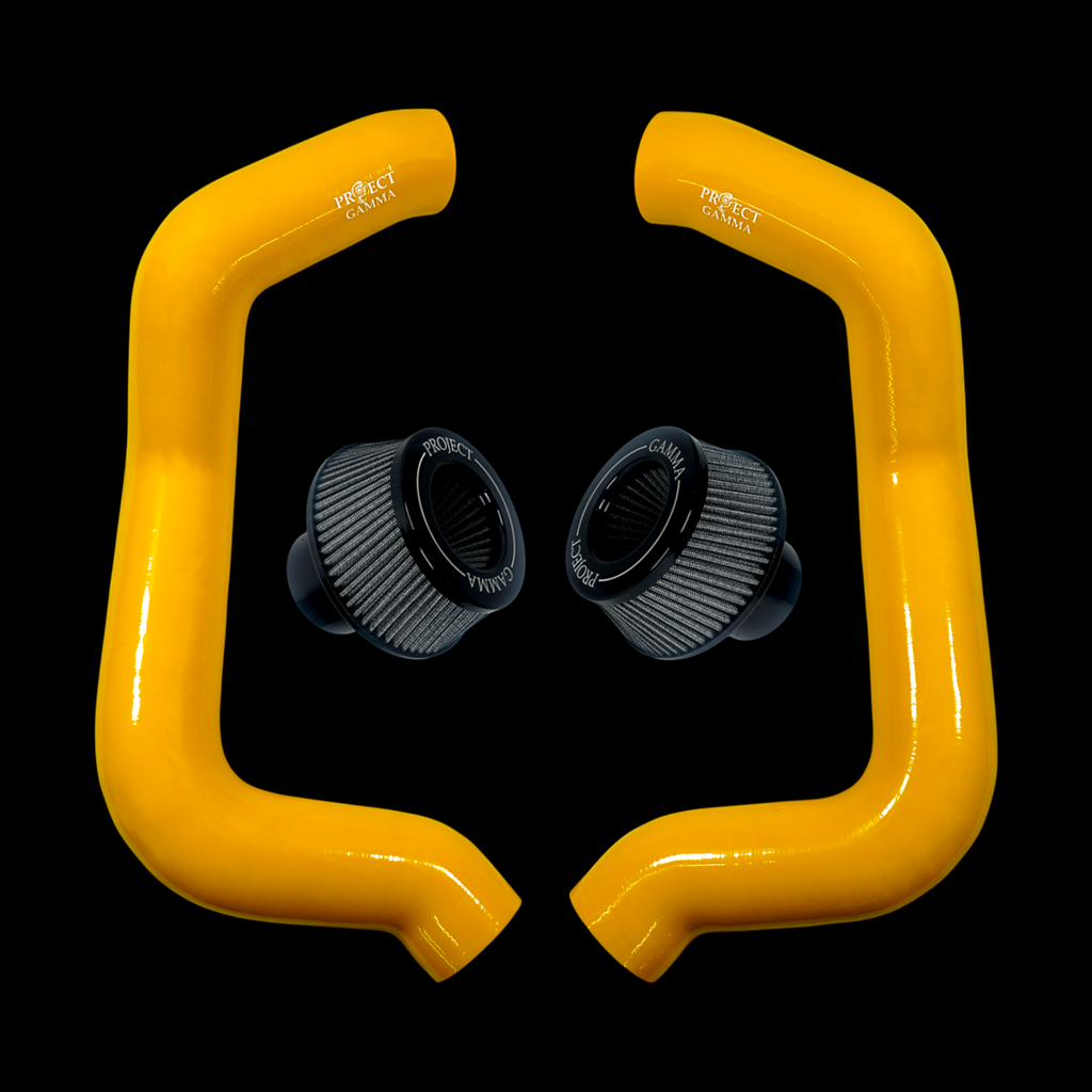 Project Gamma BMW M5 G90 / G99 and 7 Series G70 / G73 Silicone Intakes and Filters – Yellow/Silver Combo