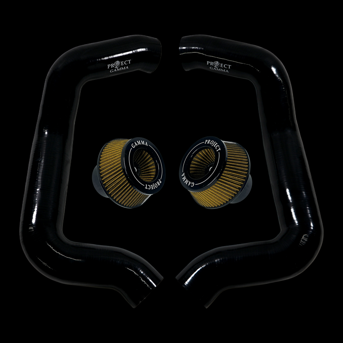 Project Gamma BMW M5 G90 / G99 and 7 Series G70 / G73 Silicone Intakes and Filters – Black/Yellow Accent Combo