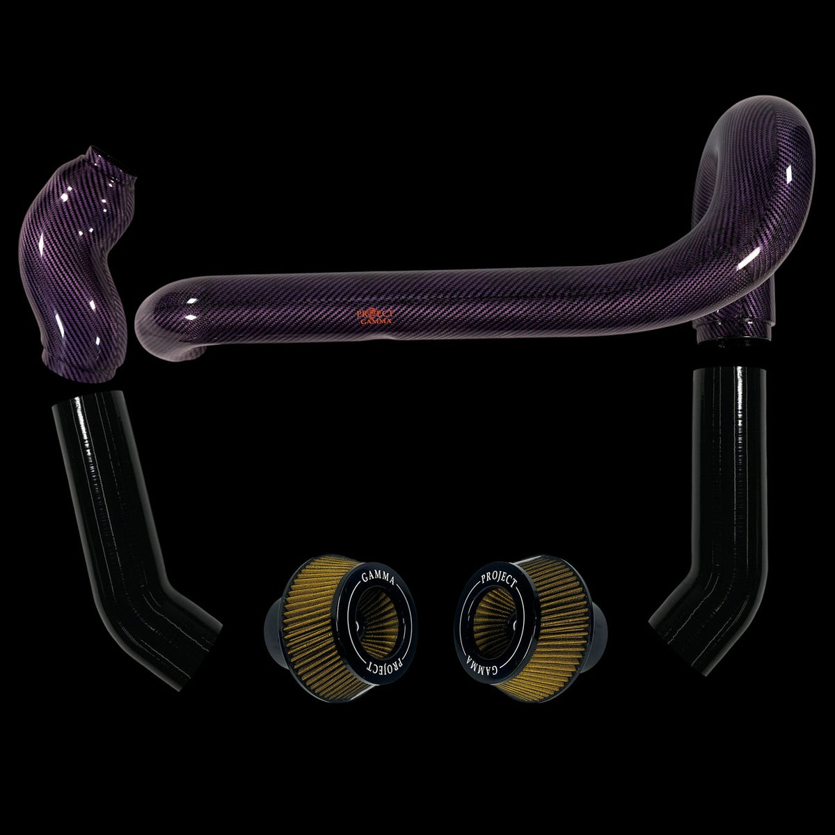 BMW M2 / M3 / M4 S58 Carbon Fiber Intakes & Filters – Purple/Yellow Combo