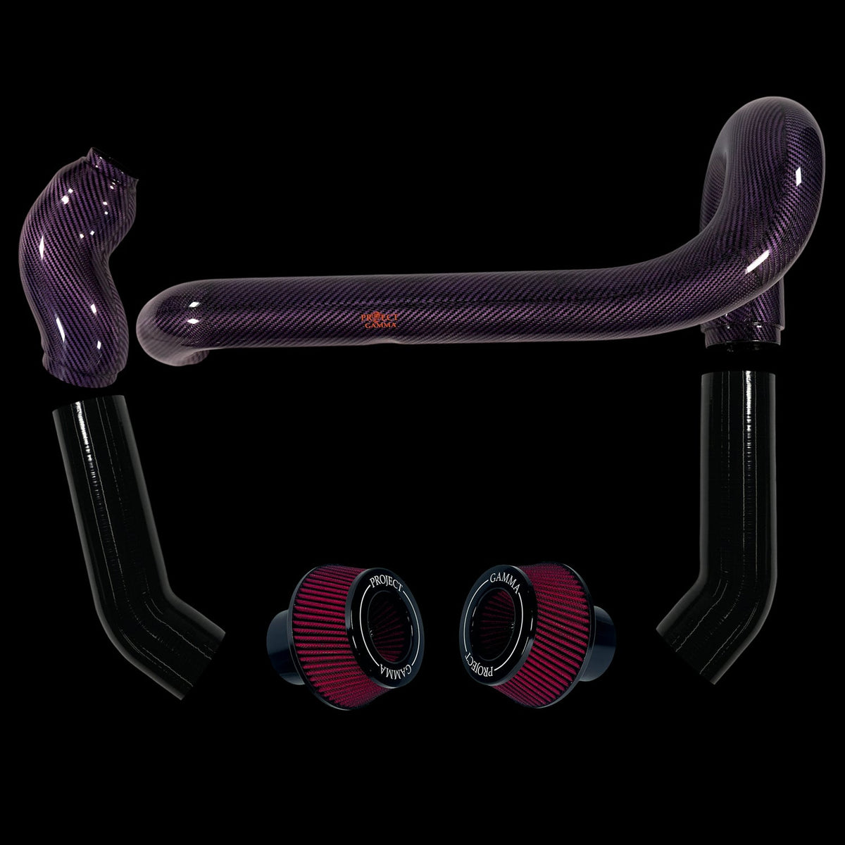 BMW M2 / M3 / M4 S58 Carbon Fiber Intakes & Filters – Purple/Red Combo