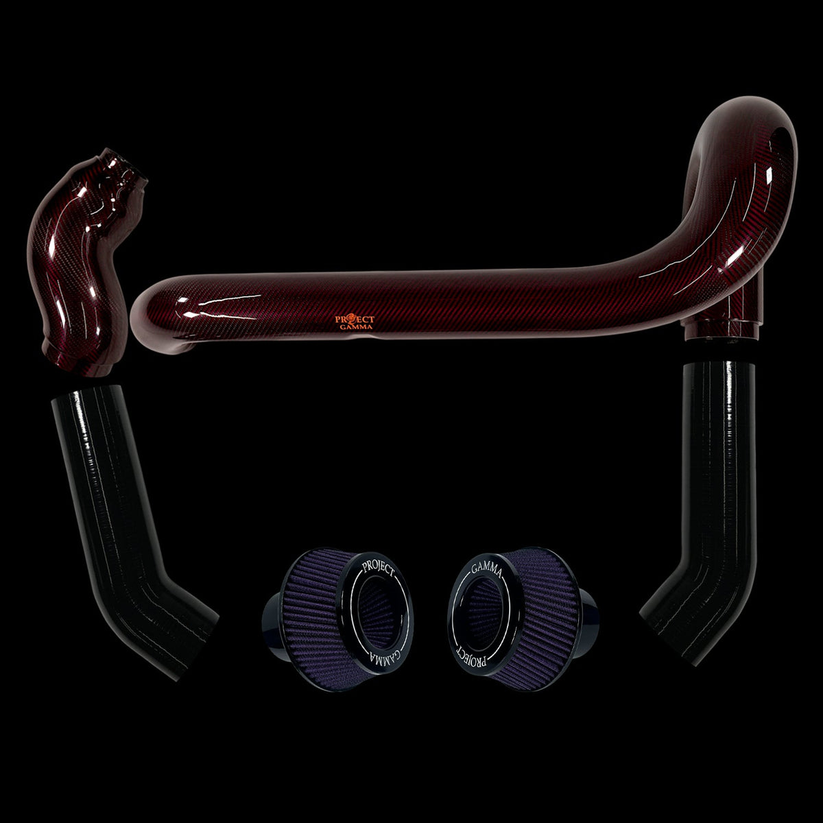 BMW M2 / M3 / M4 S58 Carbon Fiber Intakes & Filters – Red/Purple Combo