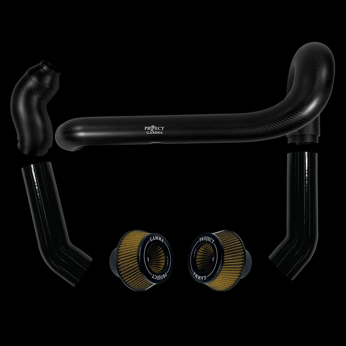 BMW M2 / M3 / M4 S58 Carbon Fiber Intakes & Filters – Dry Carbon/Yellow Combo