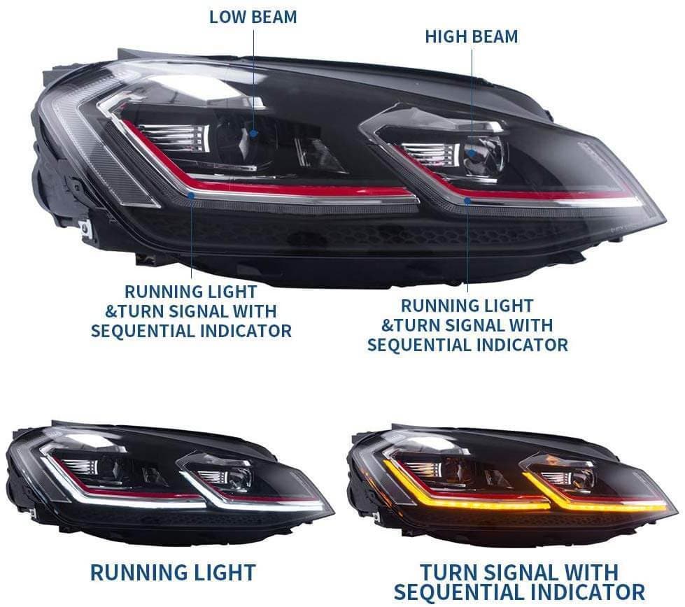 2012-2020 VW MK7.5R Style Sequential LED Headlights (MK7) – image 6