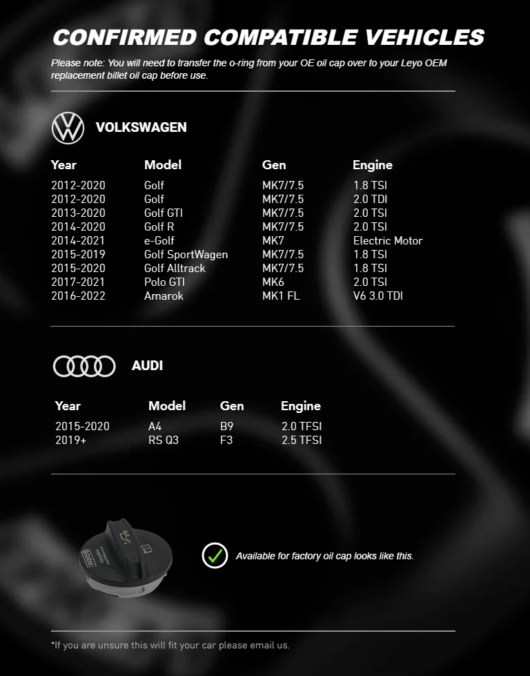 OEM Replacement Billet Oil Cap - Audi A4 B9 RS Q3 F3 / Volkswagen Golf MK7 Mk7.5 – image 9