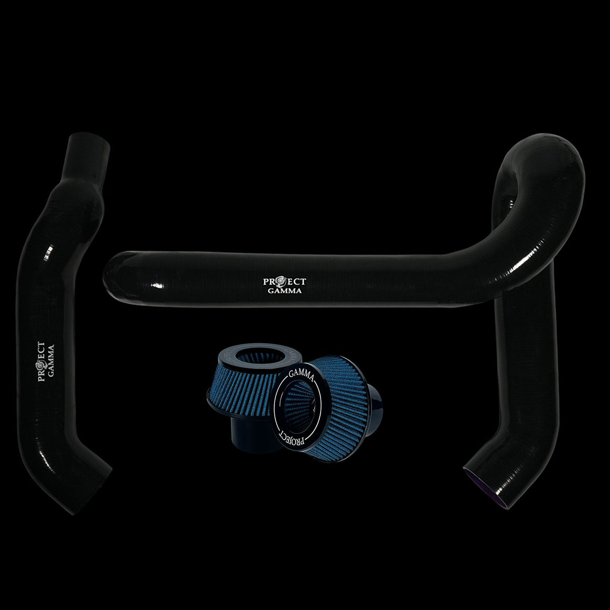 BMW M3 / M4 / M2 S58 Silicone Intakes & Filters – Long, Black/Blue