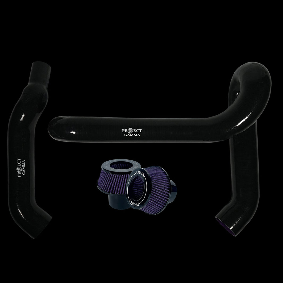 BMW M3 / M4 / M2 S58 Silicone Intakes & Filters – Long, Black/Purple