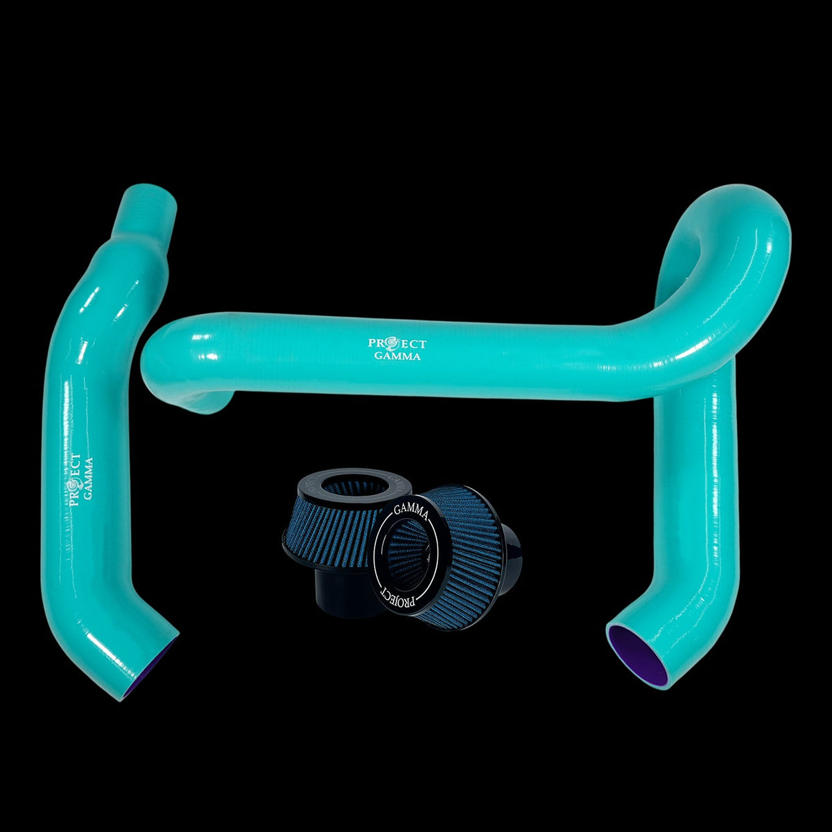 BMW M3 / M4 / M2 S58 Silicone Intakes & Filters – Long, Aqua/Blue