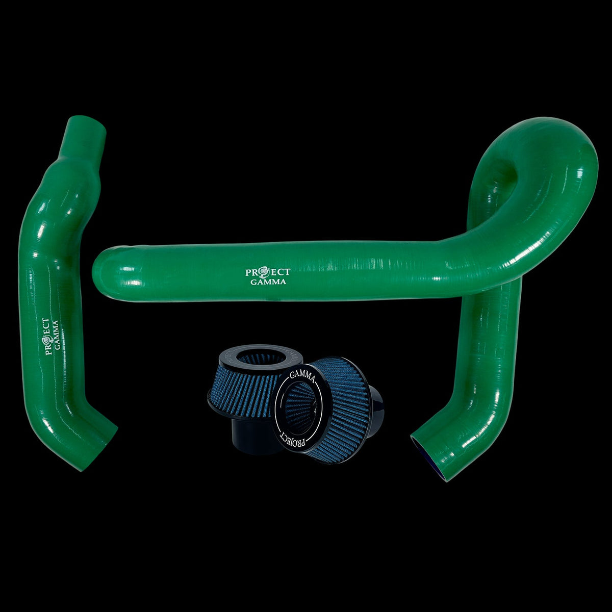 BMW M3 / M4 / M2 S58 Silicone Intakes & Filters – Long, British Green/Blue