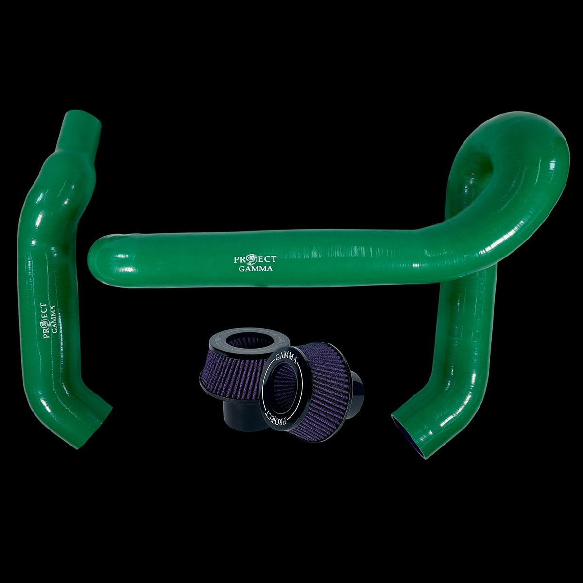 BMW M3 / M4 / M2 S58 Silicone Intakes & Filters – Long, British Green/Purple