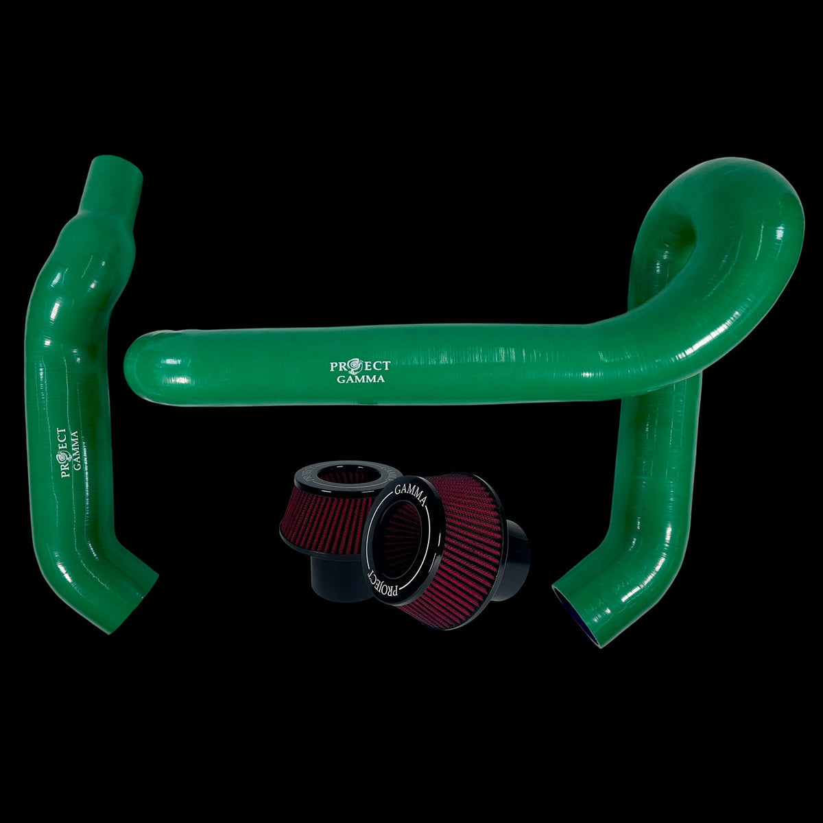 BMW M3 / M4 / M2 S58 Silicone Intakes & Filters – Long, British Green/Red