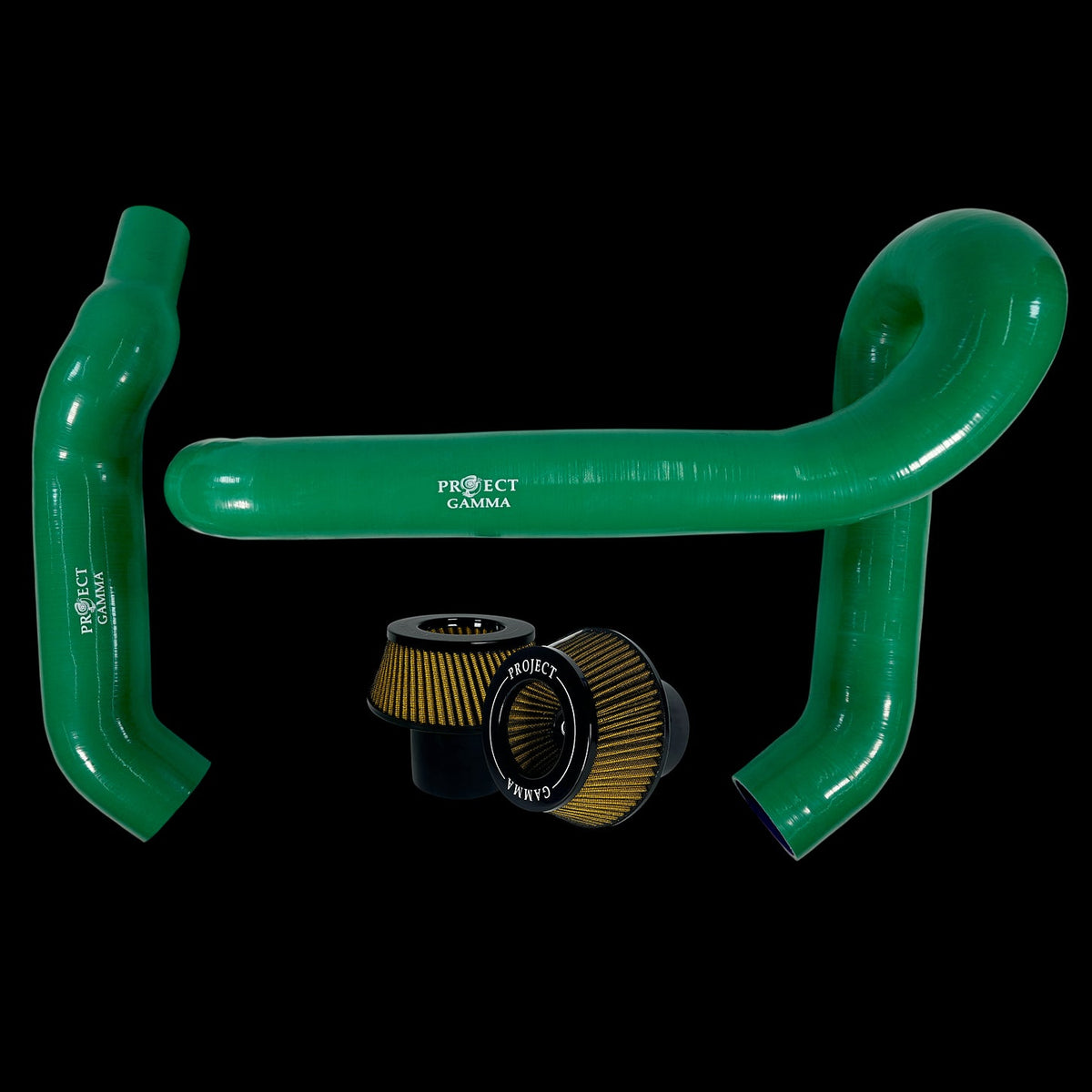 BMW M3 / M4 / M2 S58 Silicone Intakes & Filters – Long, British Green/Yellow