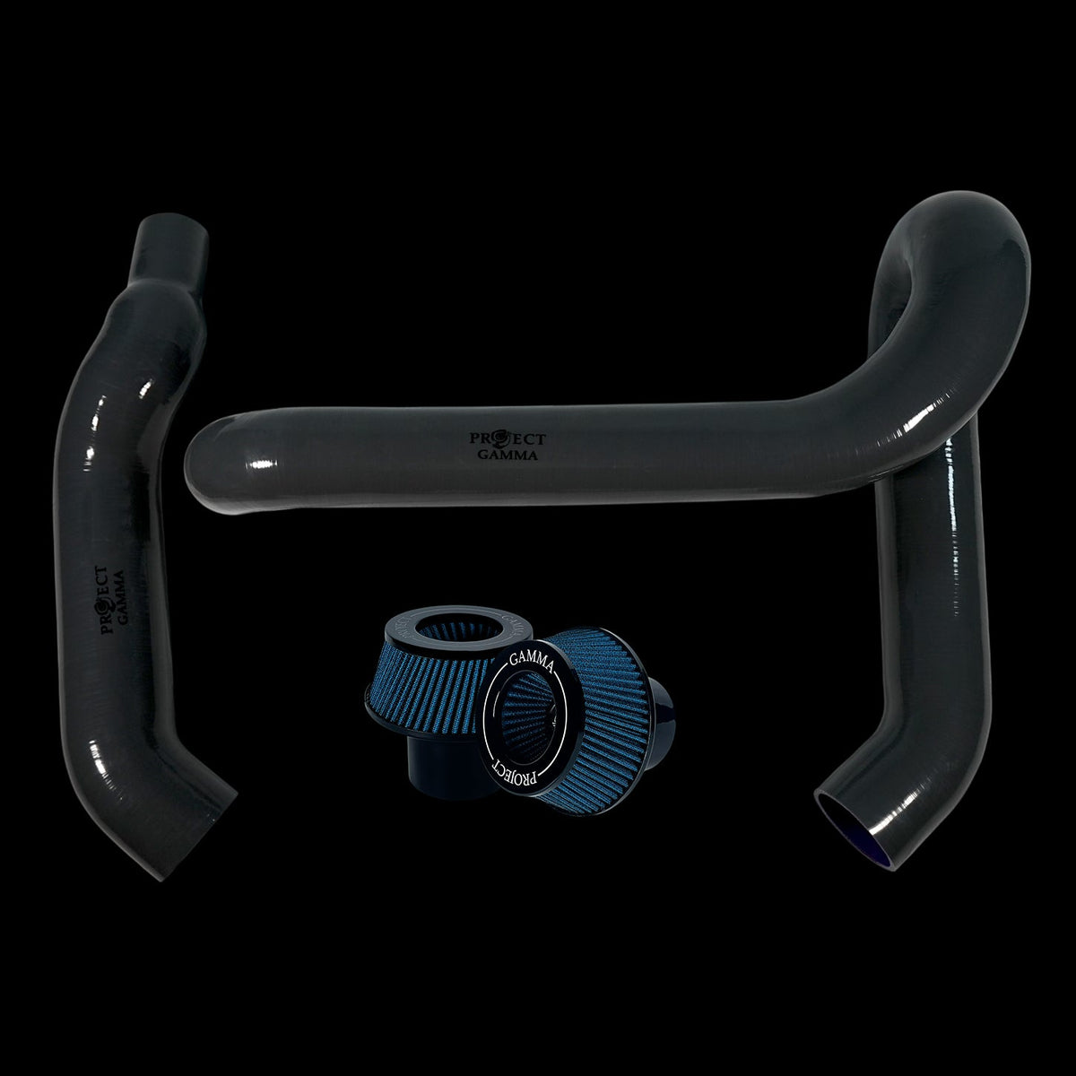 BMW M3 / M4 / M2 S58 Silicone Intakes & Filters – Long, Grey/Blue
