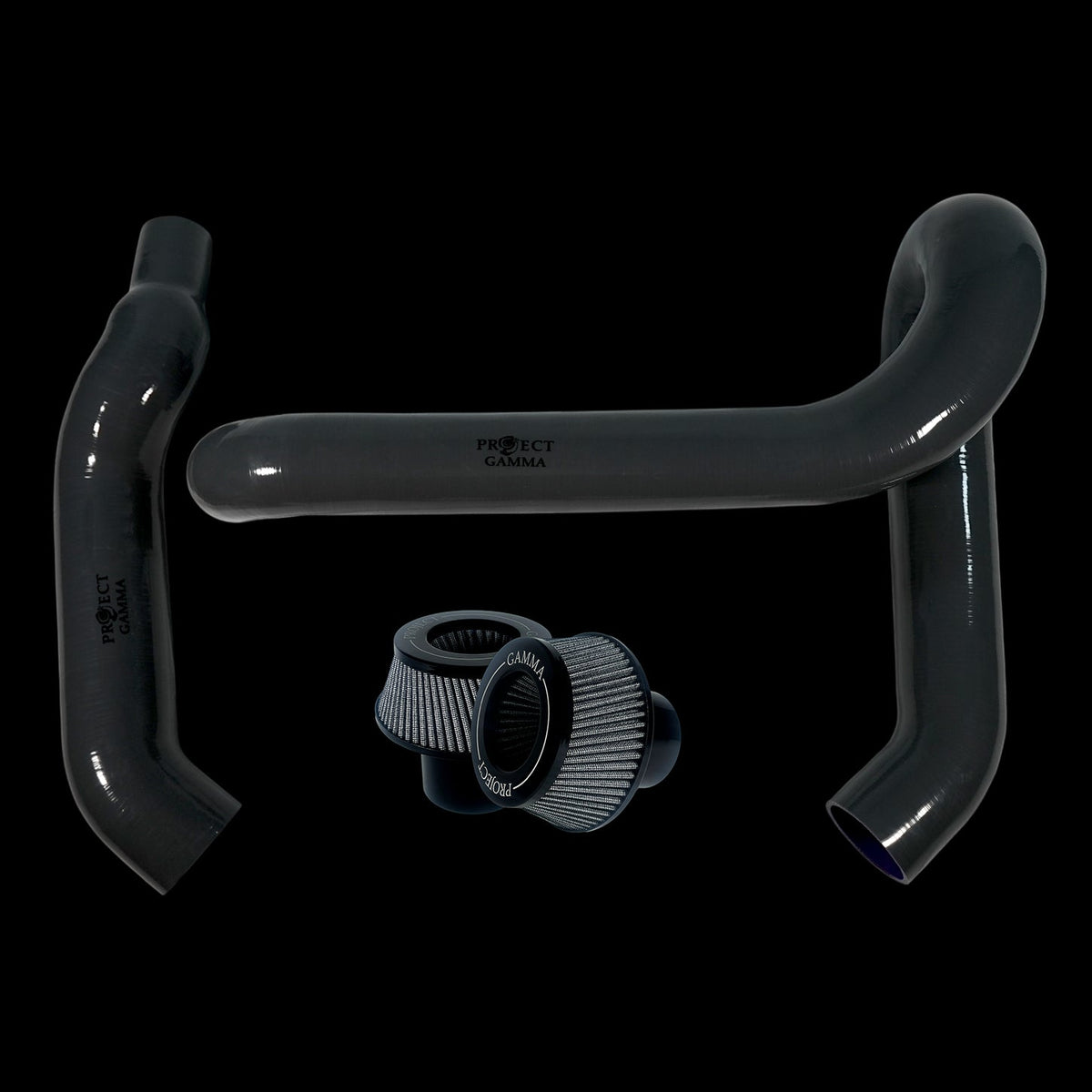 BMW M3 / M4 / M2 S58 Silicone Intakes & Filters – Long, Grey/Silver
