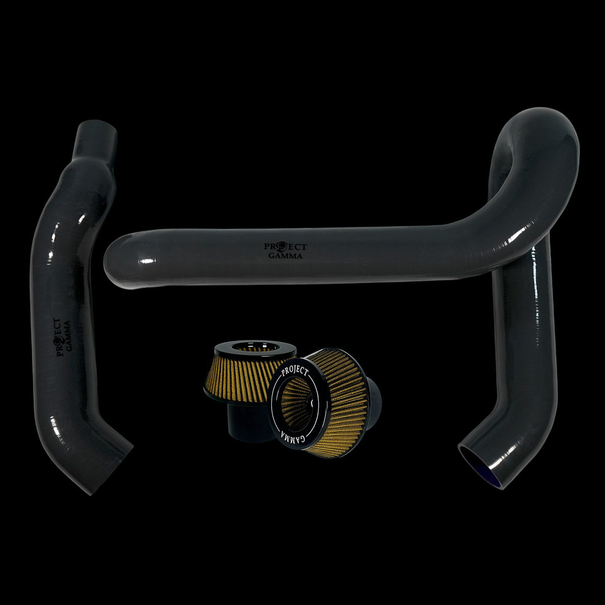 BMW M3 / M4 / M2 S58 Silicone Intakes & Filters – Long, Grey/Yellow