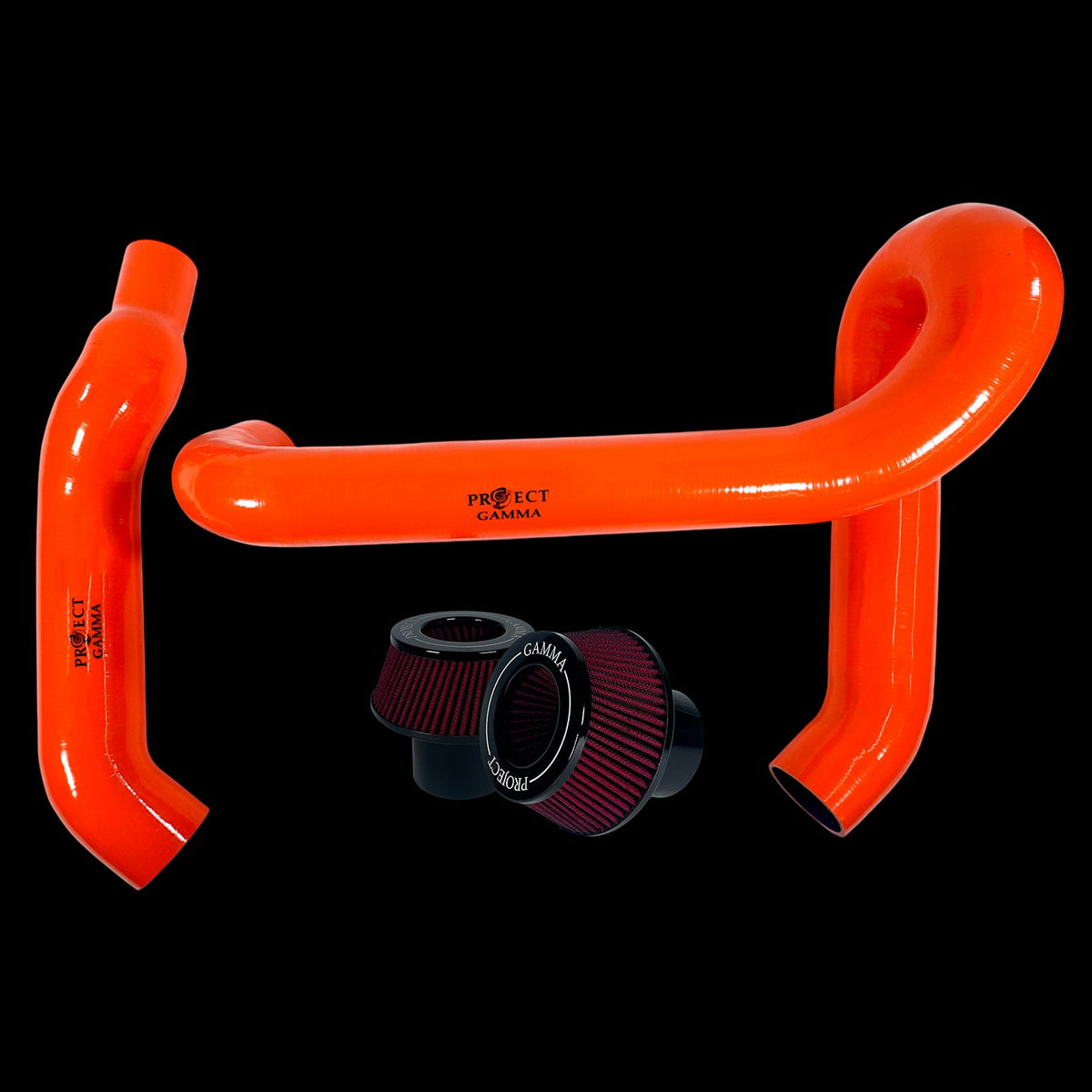 BMW M3 / M4 / M2 S58 Silicone Intakes & Filters – Long, Orange/Red