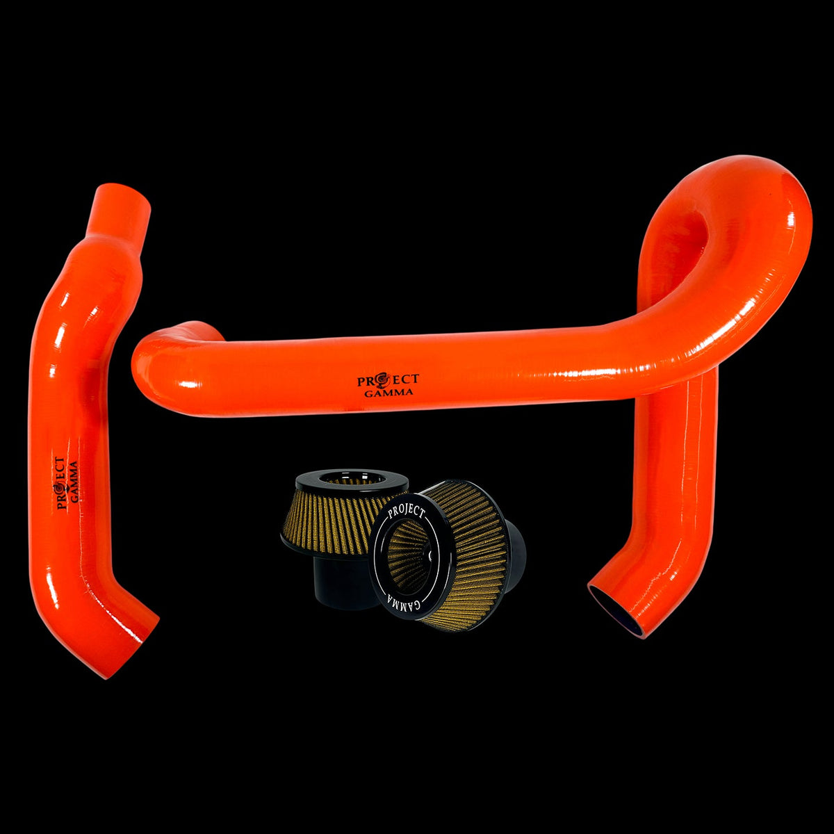 BMW M3 / M4 / M2 S58 Silicone Intakes & Filters – Long, Orange/Yellow