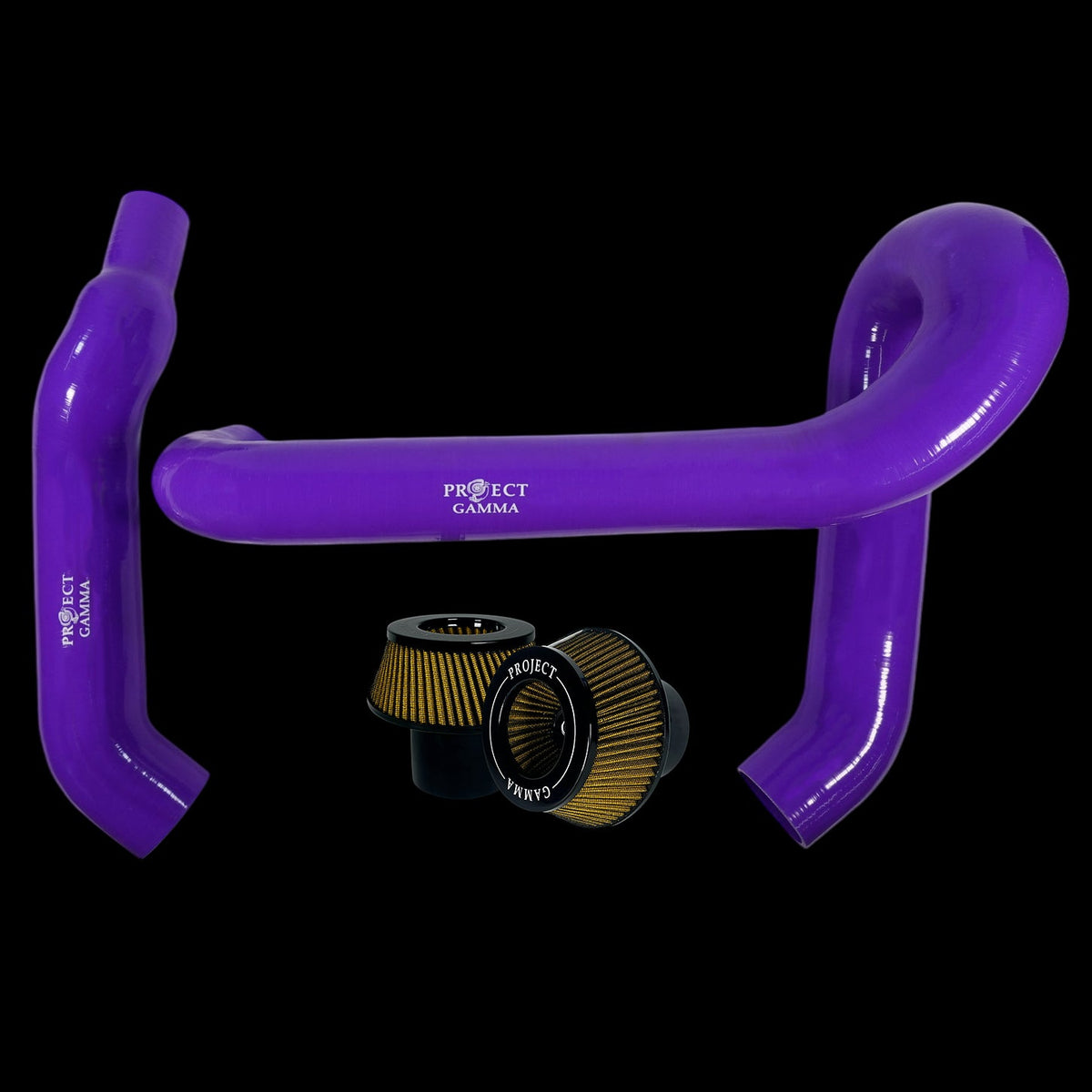BMW M3 / M4 / M2 S58 Silicone Intakes & Filters – Long, Purple/Yellow