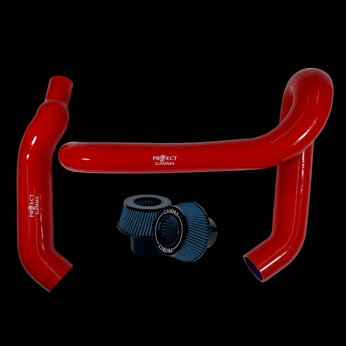 BMW M3 / M4 / M2 S58 Silicone Intakes & Filters – Long, Red/Blue