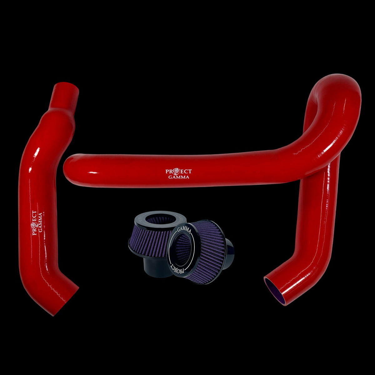 BMW M3 / M4 / M2 S58 Silicone Intakes & Filters – Long, Red/Purple