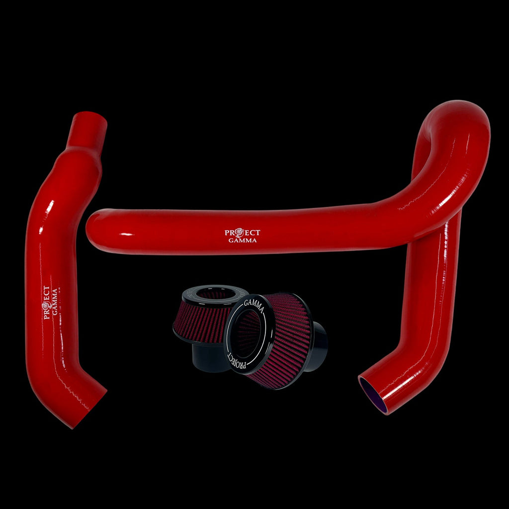 BMW M3 / M4 / M2 S58 Silicone Intakes & Filters – Long, Red/Red Accent