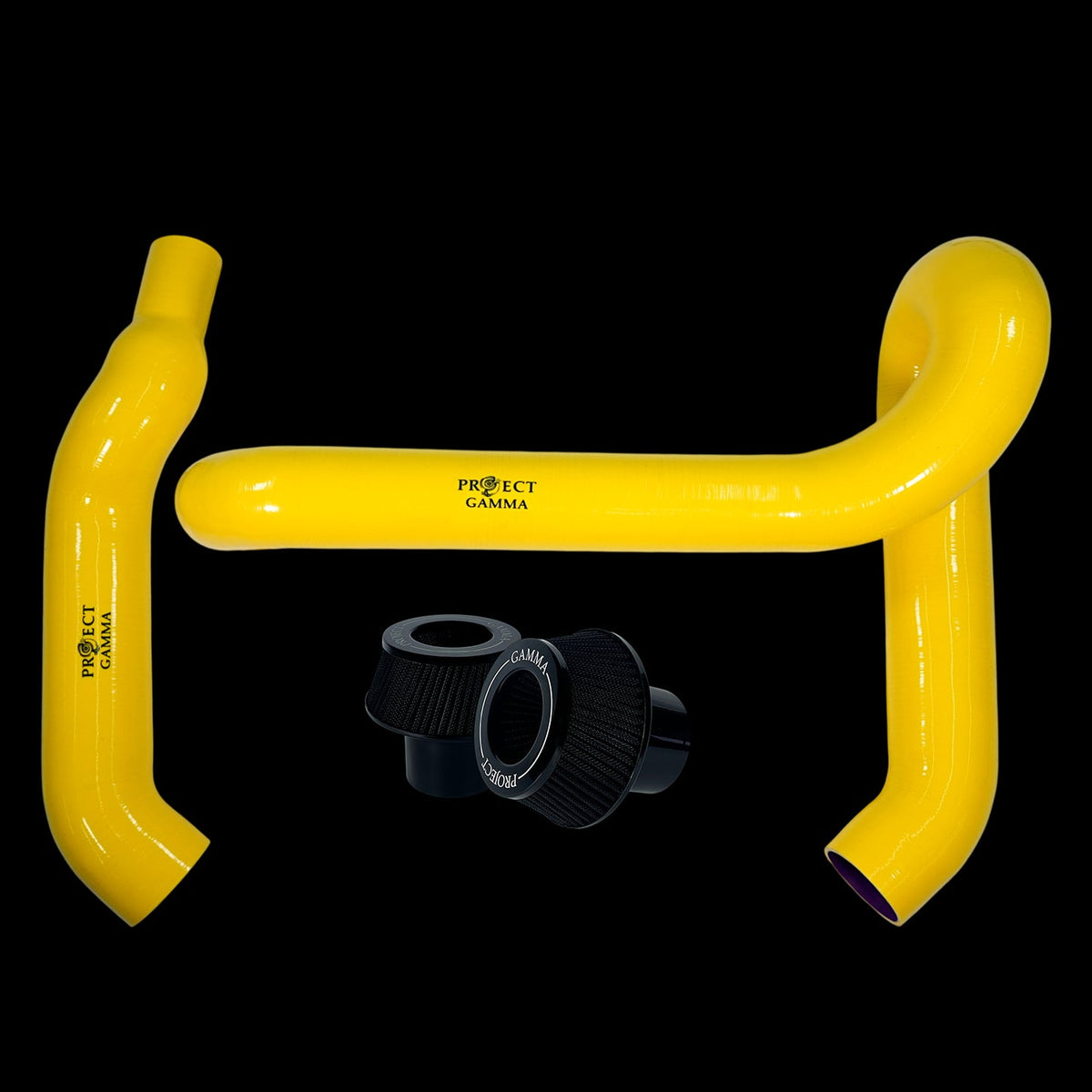 BMW M3 / M4 / M2 S58 Silicone Intakes & Filters – Long, Yellow/Black