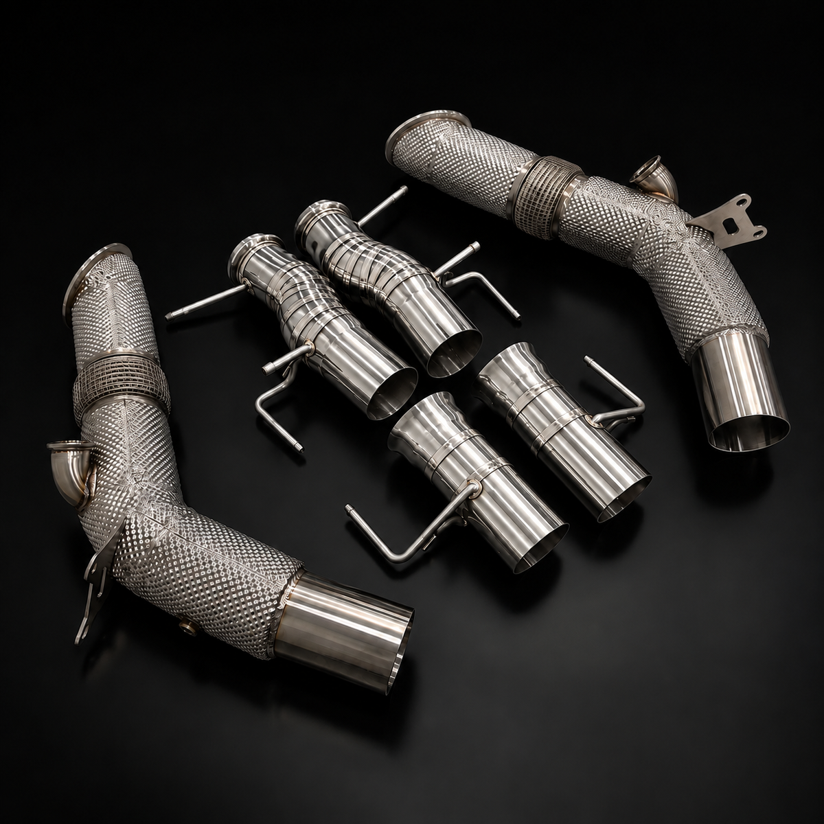 Project Gamma Ferrari SF90 Race Exhaust System – Catless Downpipes + Stainless Steel Exhaust